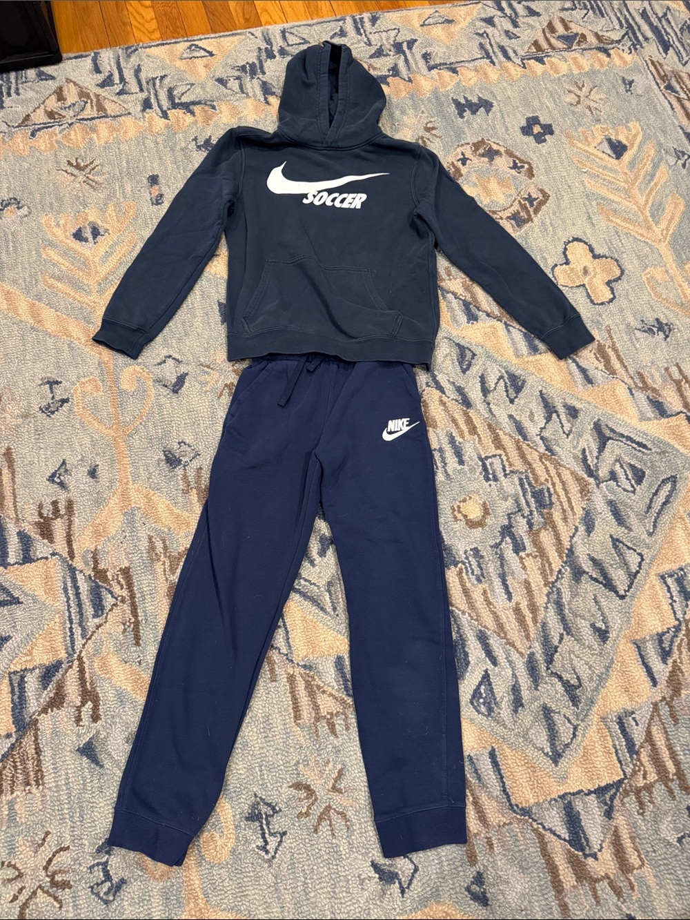 Nike Navy Blue Kids Soccer Hoodie & Joggers Set